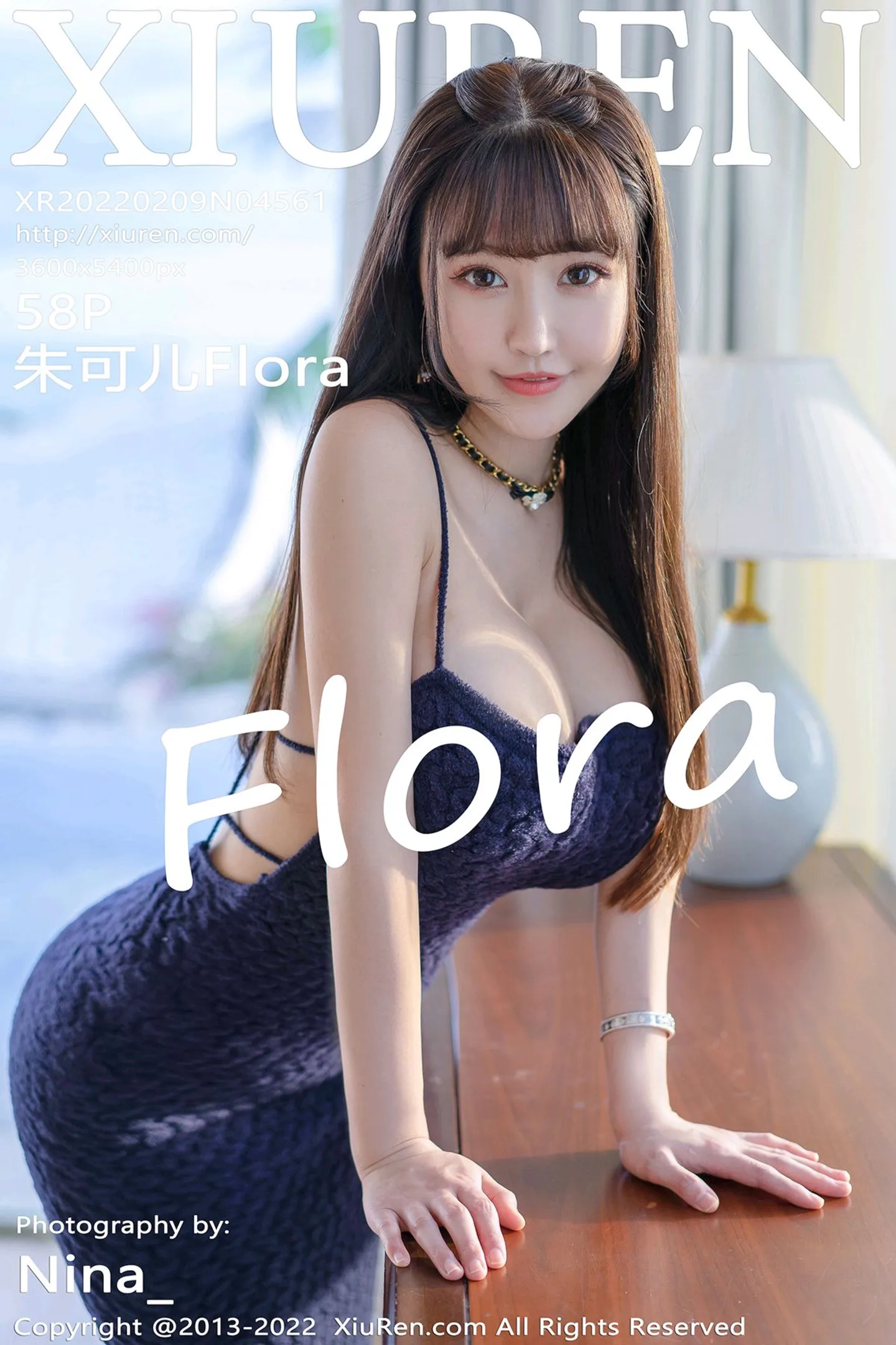[XiuRen秀人网]VOL.4561 女神朱可儿Flora三亚旅拍深色低胸吊带长裙露丰满身材诱惑写真58P-秀人网官方网站
